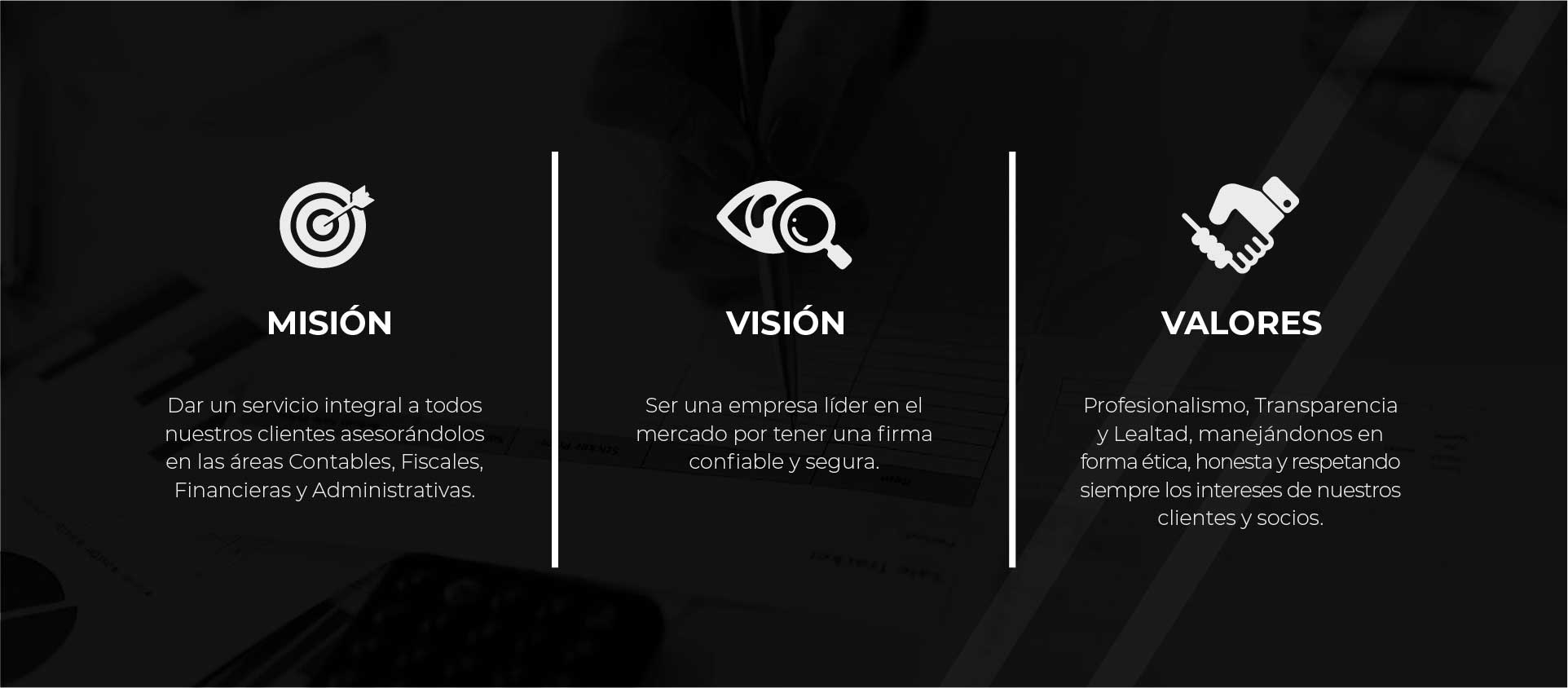 Misión Visión y Valores de Lezama contadores